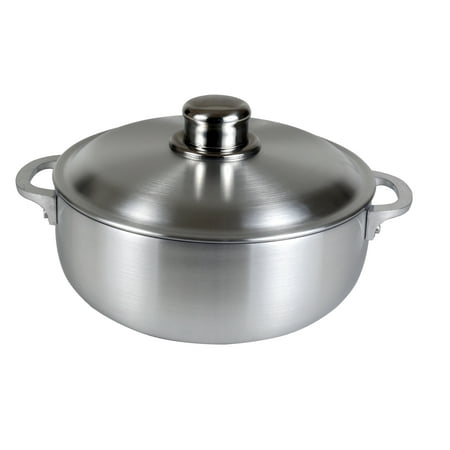 Tribeca Polished Steel - Kitchen Sense Heavy Gauge Polished Aluminum Caldero Dutch Oven Cauldron with Aluminum Lid, and Stainless Steel Knobs, 14 Quart