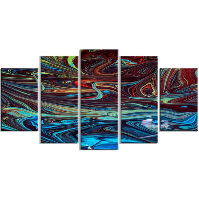 Design Art Peinture Acrylique Bleue Rouge Art Sur Toile