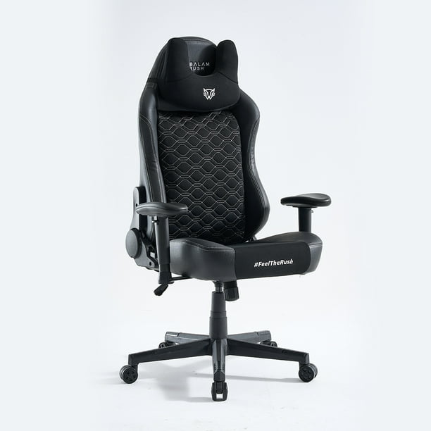 Silla Gamer BALAM RUSH THUNDER EUPHORIA V1 Ergonomica Reclinable 160° 150Kg Reposabrazos 2D Cojín Cervical Piston Clase 4 Negro BR-940580