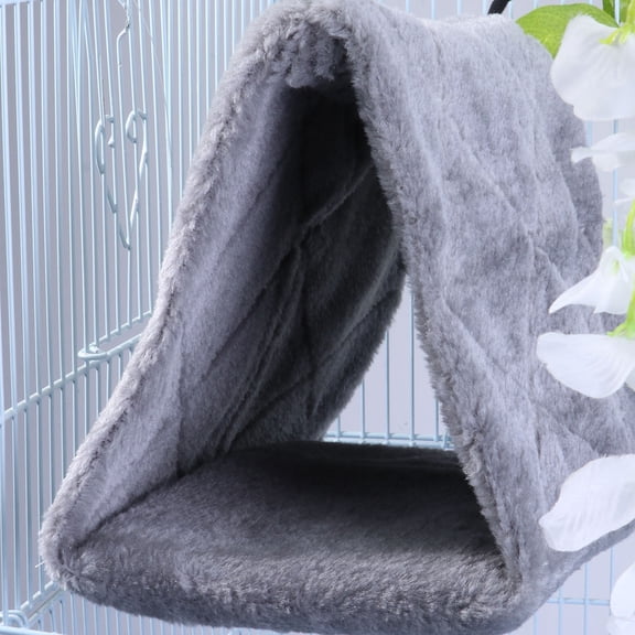 PBPBOX Soft Warm Parrot Plush Hammock, Grey, Comfortable Climbing Sleep Bed for Pet Use