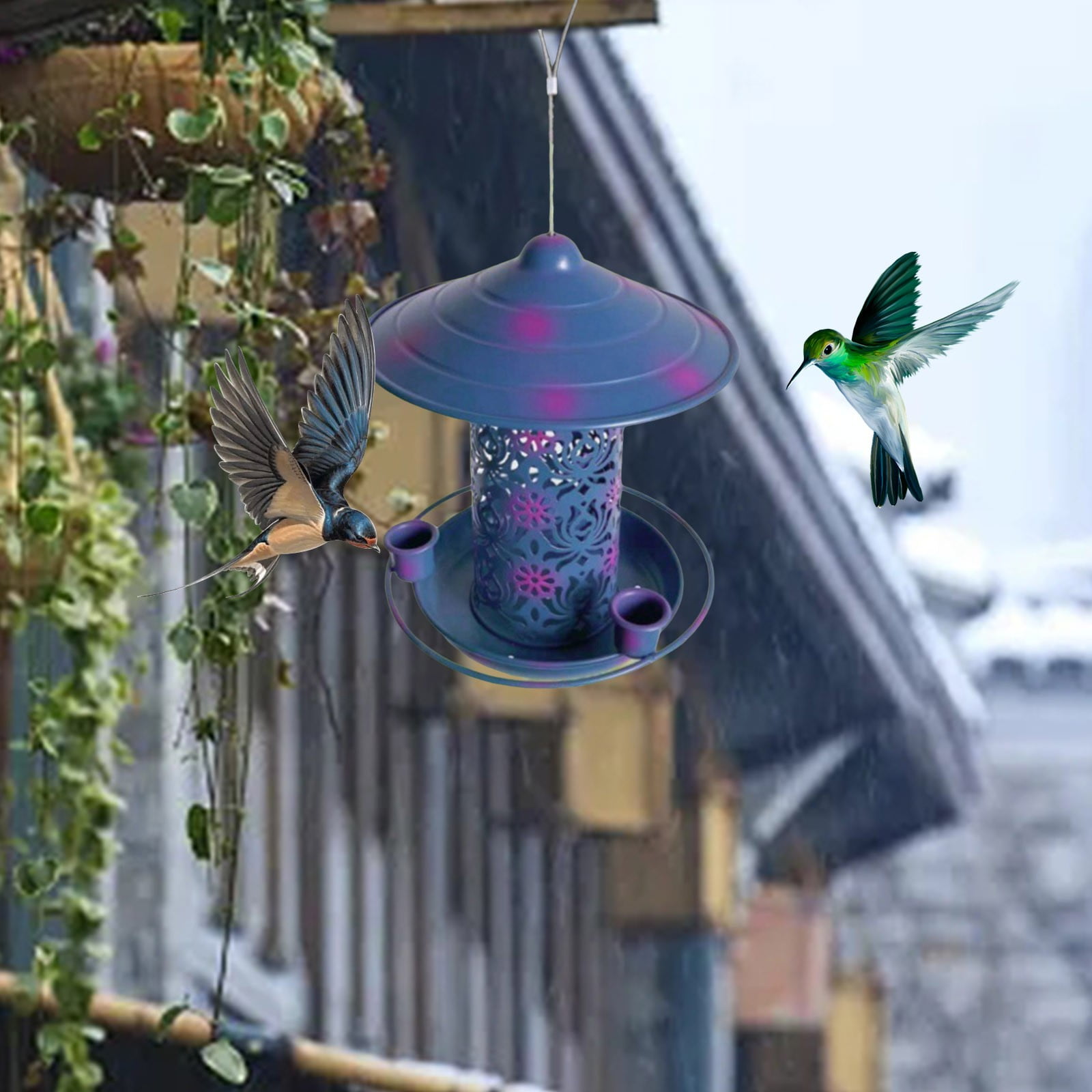 Hanging Outdoor Bird Feeder Garden Decoration Balcony Porch Backyard Patio Feeding Bowl