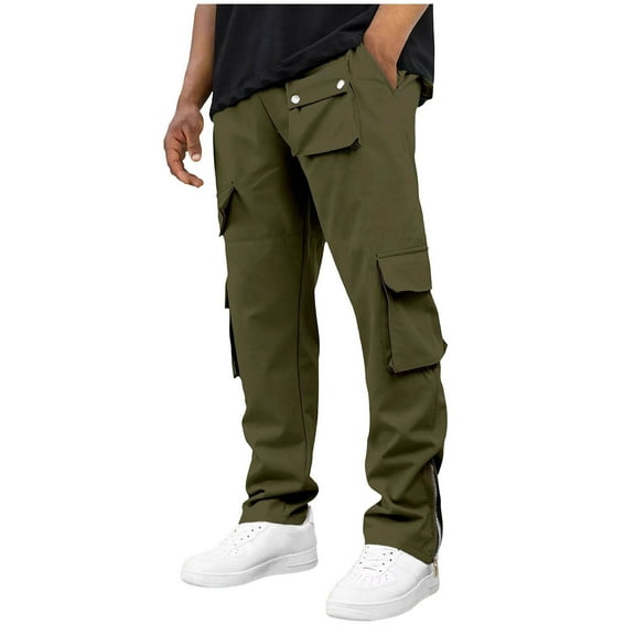 Men's Casual Cargo Pants High Elastic Waisted Stretch Joggers Fashion Baggy Jogger Pants with Pockets