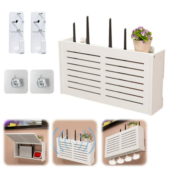Wifi Router Storage Boxes Wall Mounted Wifi Cable Box Shelf Cord Cover Organizer Storage Wall C7o0 W Shelf Router For Storage G3W8