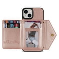 thumbnail image 2 of K-Lion for iPhone 14 Plus Leather Wallet Case, Zipper Pocket Card Slots Kickstand Function Adjustable Crossbody Shoulder Strap Shockproof Purse Phone Case for iPhone 14 Plus,Pink, 2 of 7