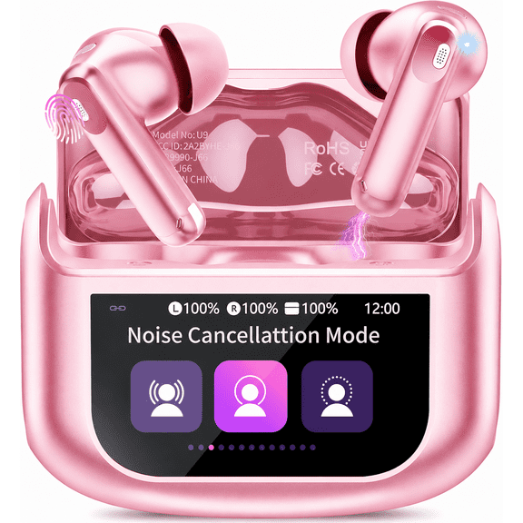 Wireless Earbuds, Bluetooth 5.4 Headphones Multi-Function Touch Screen Ear Buds with ENC Noise Cancelling MicClear Calls Earphones, 48H in-Ear Earbud Bass Stereo with 5 EQ Modes, IPX7