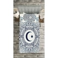 thumbnail image 4 of Ambesonne Moon Quilted Bedspread Set 2 Pcs, Circle Form, Twin Size, Dark Blue White Teal, 4 of 4