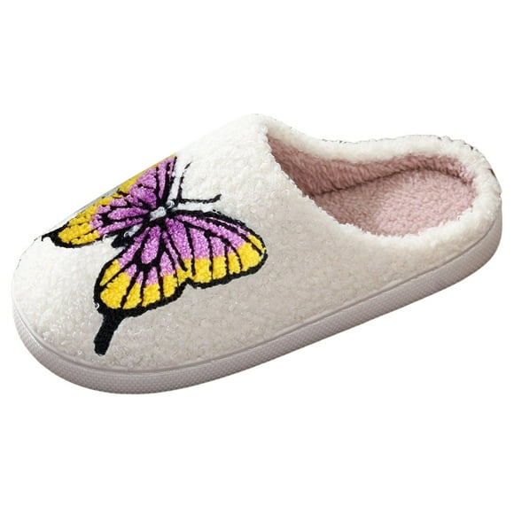 TJAZFJPA Slippers for Women Black Leopard Couple Winter Butterfly Animal Pattern Cartoon Large Size Warm Padded Cotton Slippers Tall Slipper Boots for Women Women Slippers for Home Cute