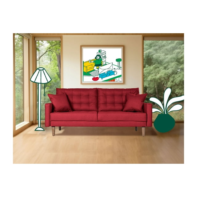 Sofá Cama de Lino Rojo Makora Modelo Encore