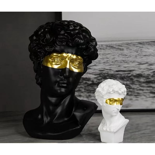 Nuevo diseño de estilo nórdico David con los ojos vendados, escultura dorada para restaurante, sala de estar, resina decorativa Sincero Hogar
