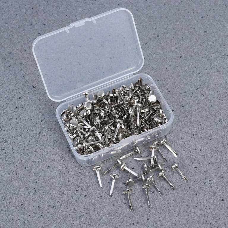 Harapu 100 PCS Mini Brads Silver Paper Fasteners Round Brass Metal