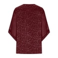 thumbnail image 7 of Ltctricy Women's Plus Size Tops Sparkly 3/4 Sleeve Crew Neck Curved Hem Glitter T Shirts Dressy Casual Blouses Club Party Shirts, 7 of 7