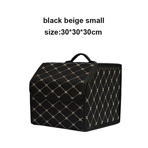 Car Trunk Organizer Box, Large Capacity, Auto Multiuse Tools, Storage Bag, Stowing, Tidying, Leather, Folding for Emergency