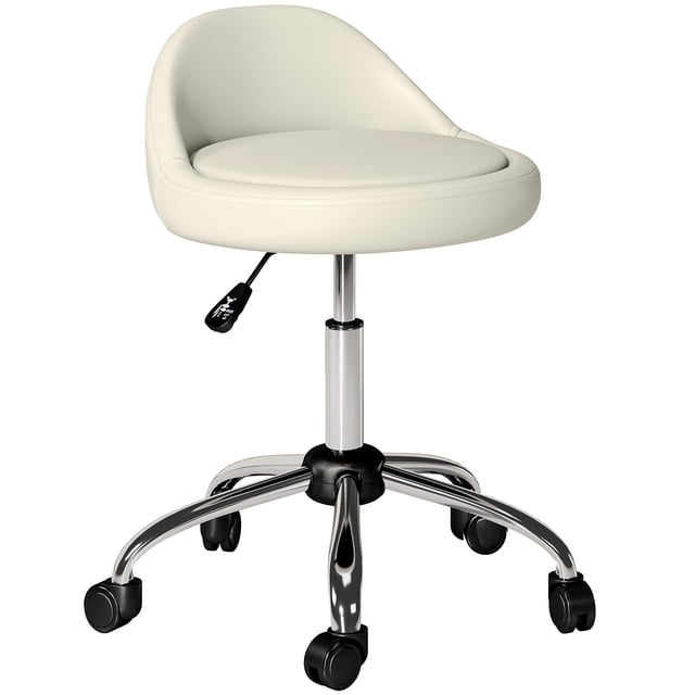 HOMCOM Tabouret de Salon Réglable Pivotant Massage Spa Tabouret de Beauté Blanc