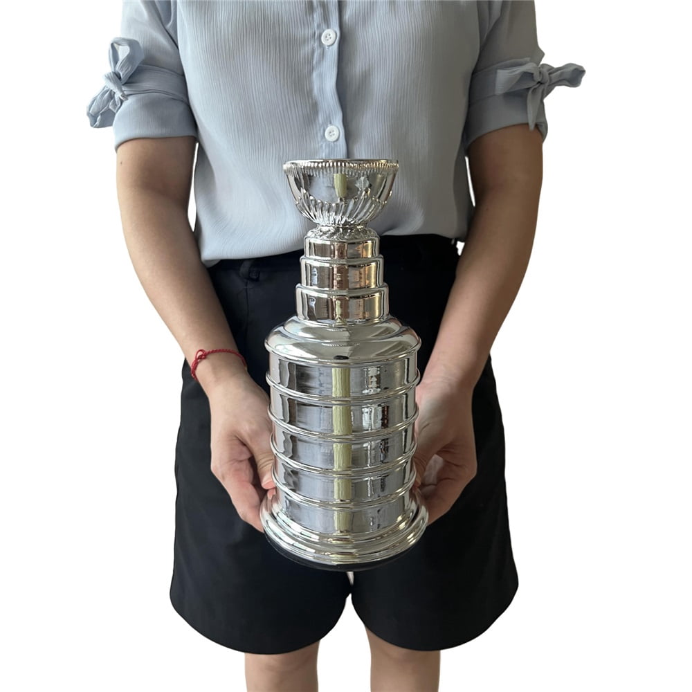 25cm Silver Stanley Cup Replica, Ice Hockey Champion Trophy, Chrome Silver Hockey Sport Fans Players Coaches Collectors Gift,Silver,Ice Hockey Championship