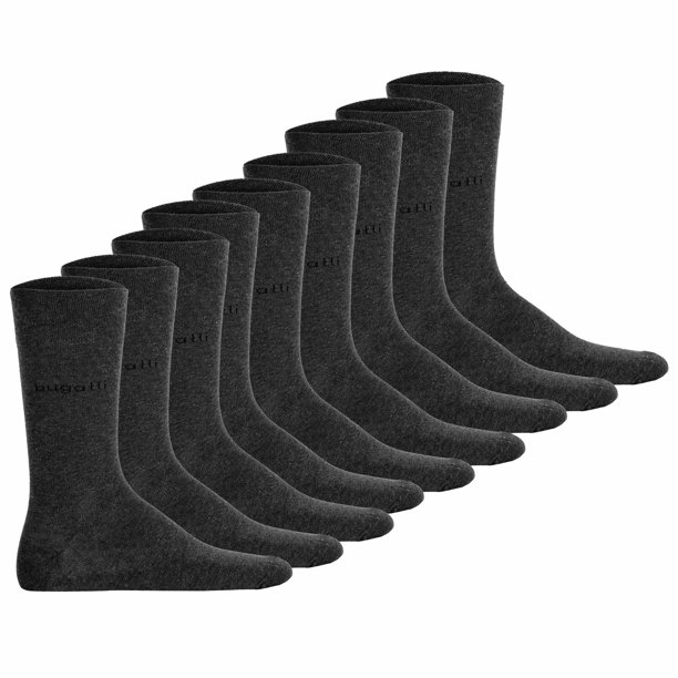 bugatti calcetines de hombre, paquete de 9 - Calcetines Algodón Suave Uni Basic Gris 39-42