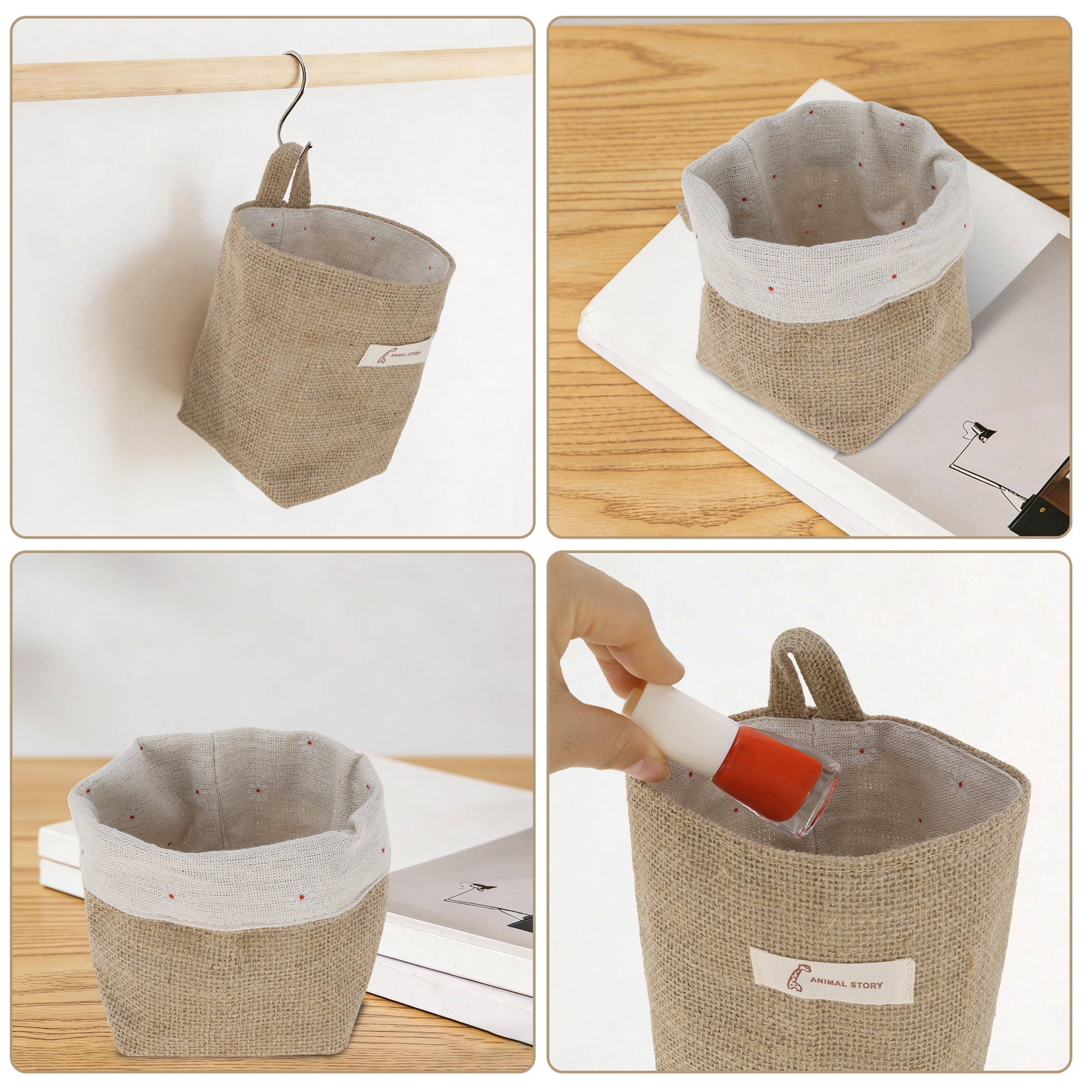 Unique Bargains Simple Reusable Hanging Storage Bags 1 Pc Yellow Brown, Beige Gray