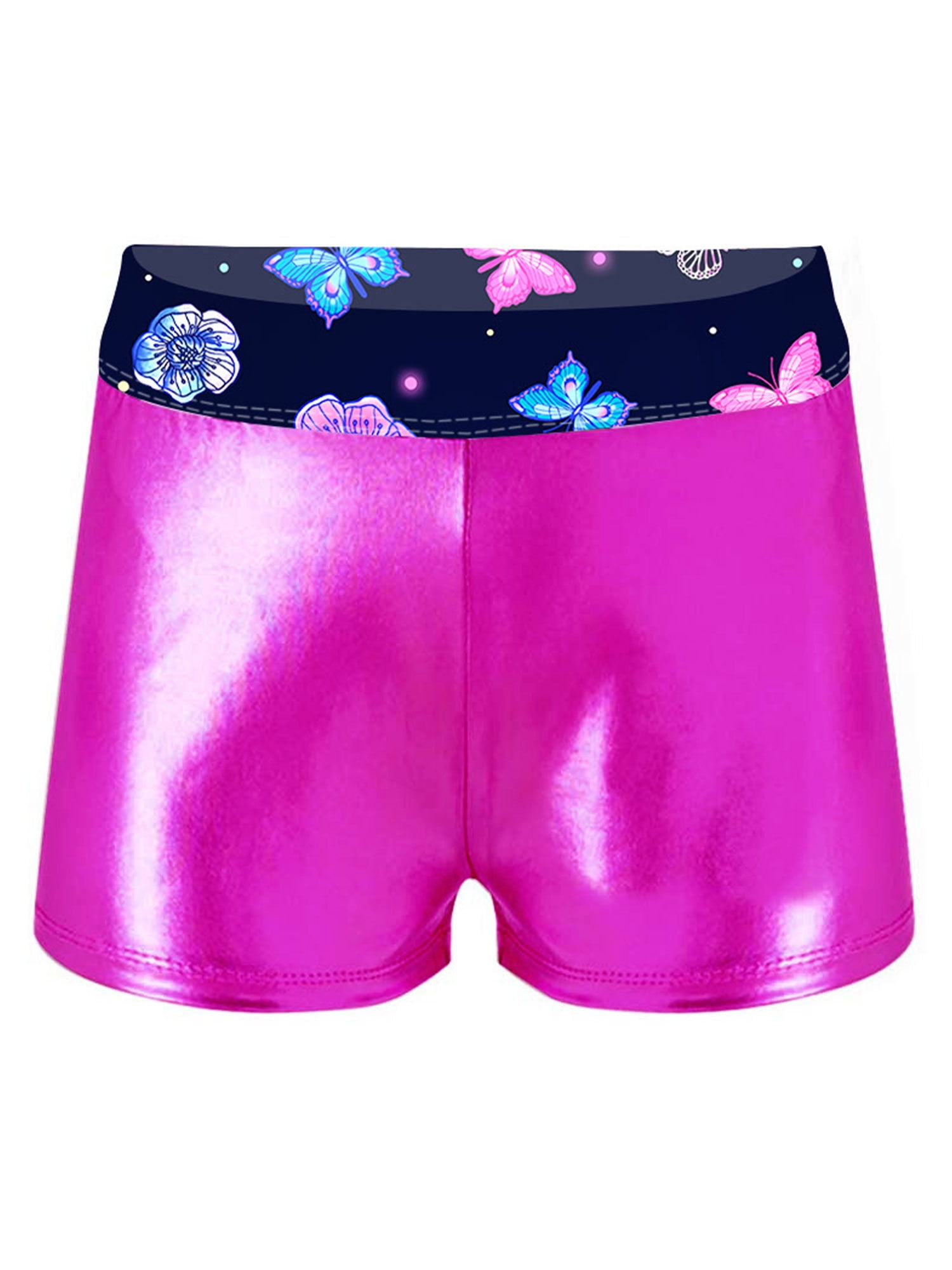 renvena Kids Girls Shiny Gymnastics Dance Shorts Bottoms Sport Athletic