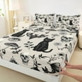 thumbnail image 3 of jejeloiu Gothic Skeleton Bed Sheets,Kawaii Kitten Animal King Sheets,Spooky Halloween Bats Sheet Set For Girl Boys,Ultra Soft Home Decor,4pcs, 3 of 7