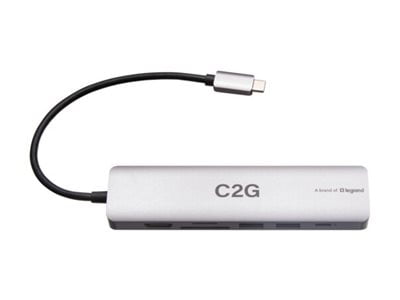 C2G USB-C to HDMI, USB-A, SD Card Reader, Ethernet, and USB-C Mini Docking Station, 4K 60Hz, Gray