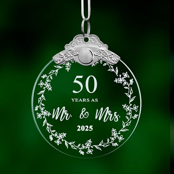 OWTTWO 50th Anniversary Wedding Gift 2025,50 Years Wedding Anniversary Christmas Ornament for Couple,Parents,Husband,Wife,Him,Her