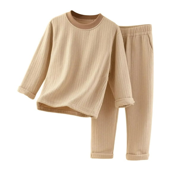CAIVO Child Girls Winter Outfit Sets Long Sleeve Tops Shirts Pants Cozy Thermal Outfit Sets Kids Soft Casual Home Outfit Sets With Comfortable Pants 8-9 Years