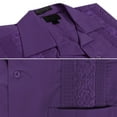 thumbnail image 2 of Men's Guayabera Cuban Beach Wedding Casual Short Sleeve Dress Shirt (Purple, XL), 2 of 4