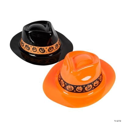 Fun Express - Black Plastic Fedora Hat 