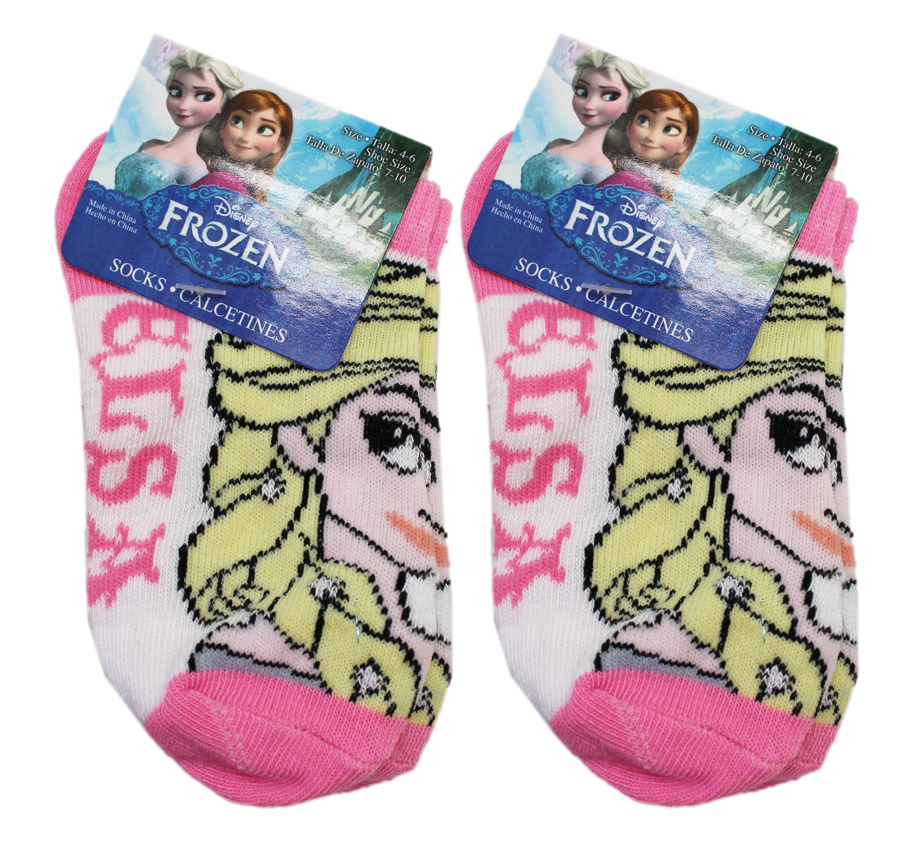 Frozen Socks 4 Pair Pack Disney Frozen 2 Princess Socks Girls’ Sock Size 6-8 