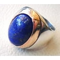 thumbnail image 2 of Lapis Lazuli Mans Ring, Natural Afghani Lapis Lazuli, Plain Silver Jewelry, 925 Silver Ring, Birthday Gift, Heavy Mens Ring, Arabic Design, Ottoman Style Ring, Christmas, Turkey Mens Signet Ring, 2 of 4