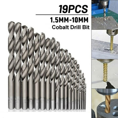 

Fule 19PCS 1.5-10mm Drill Bits HSS Straight Shank Drill Power Metal Woodworking Tools