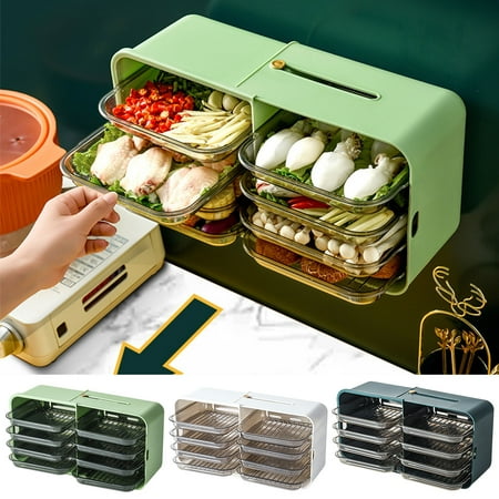 

Xeyise Vegetable Preparation Plate Strong Load Bearing Punch-free Multi Layers Food Storage Tray Kitchen Supply