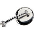thumbnail image 2 of Speedway Motors Universal Stainless Clamp-On Door Edge Rear View Mirror, 4-Inch Round Flat Glass with 4.5-Inch Arm, Reversible Left or Right-Side Fit, Chrome Arm and Base, 2 of 5