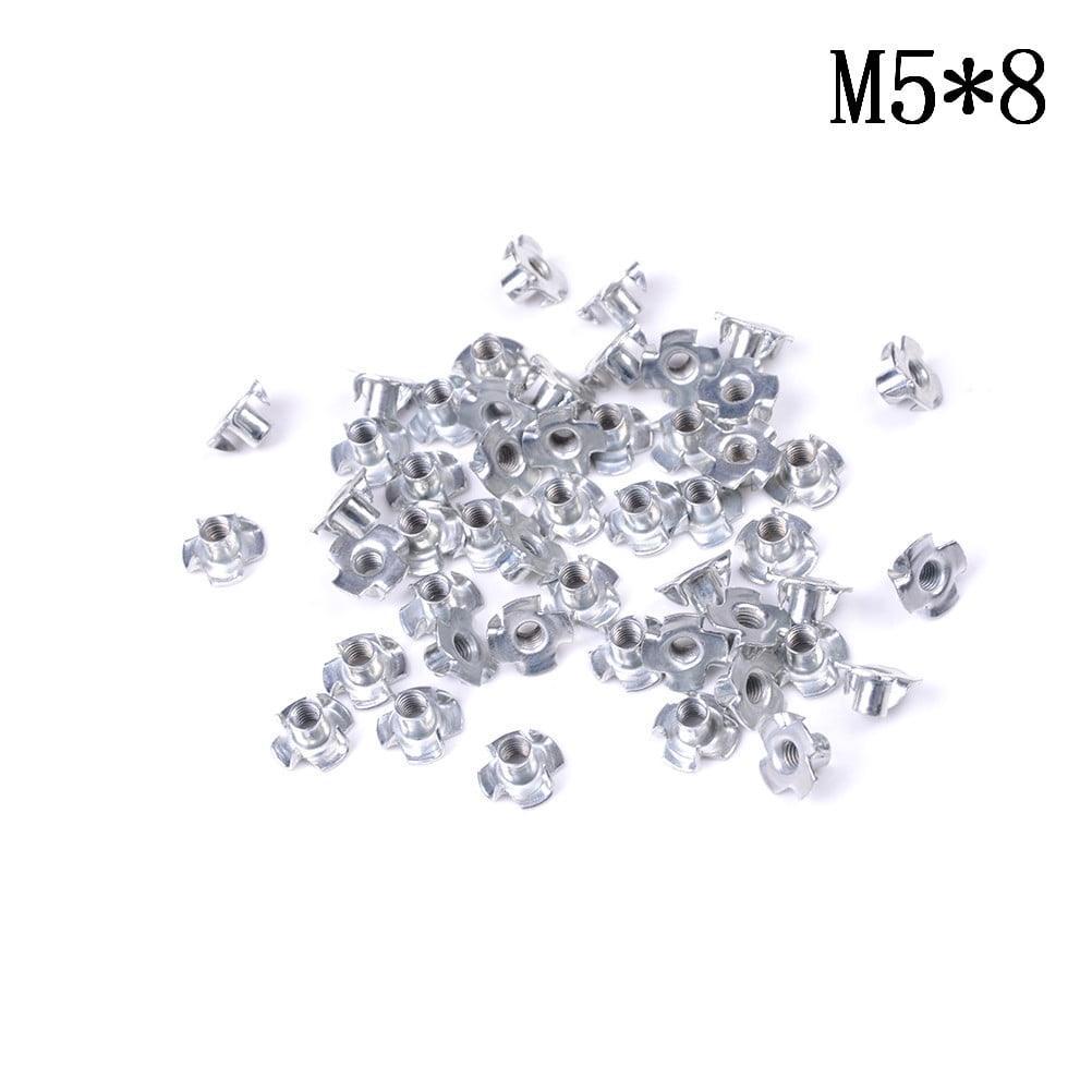 (M5*8)50pcs M3/M4/M5/M6/M8/M10 Four Prong Furniture T Nut Inserts For