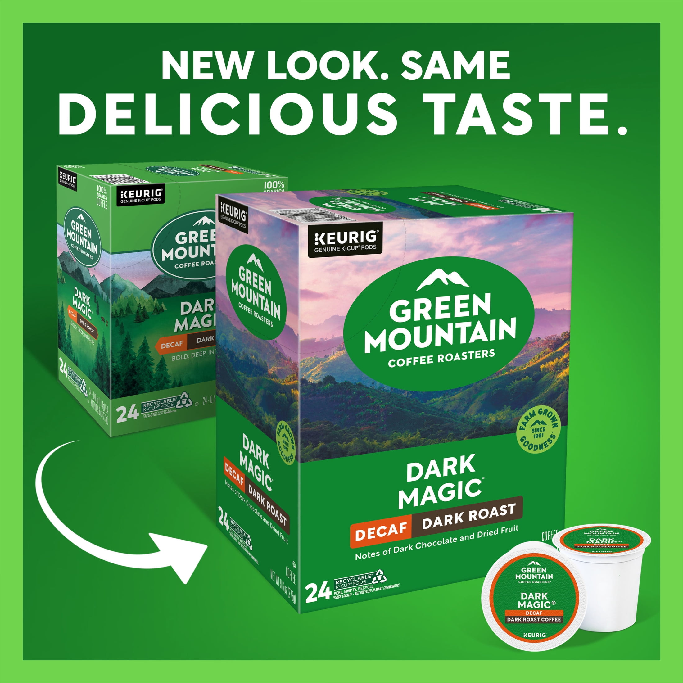 Green Mountain Coffee Roasters, Decaf Dark Magic Dark Roast K-Cup Coffee Pods, 24 Count