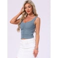 thumbnail image 4 of DARING DIVA Women's Going Out Y2K Slim Fit Ruched Crop Tops XS Dusty Blue, 4 of 6