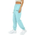 thumbnail image 4 of Women's Sweatpants Fleece Lined Baggy Straight Leg Lounge Pants Women Casual Trousers And Trousers Plus Velvet Running Fitness Sports Pants Sky Blue XL, 4 of 4