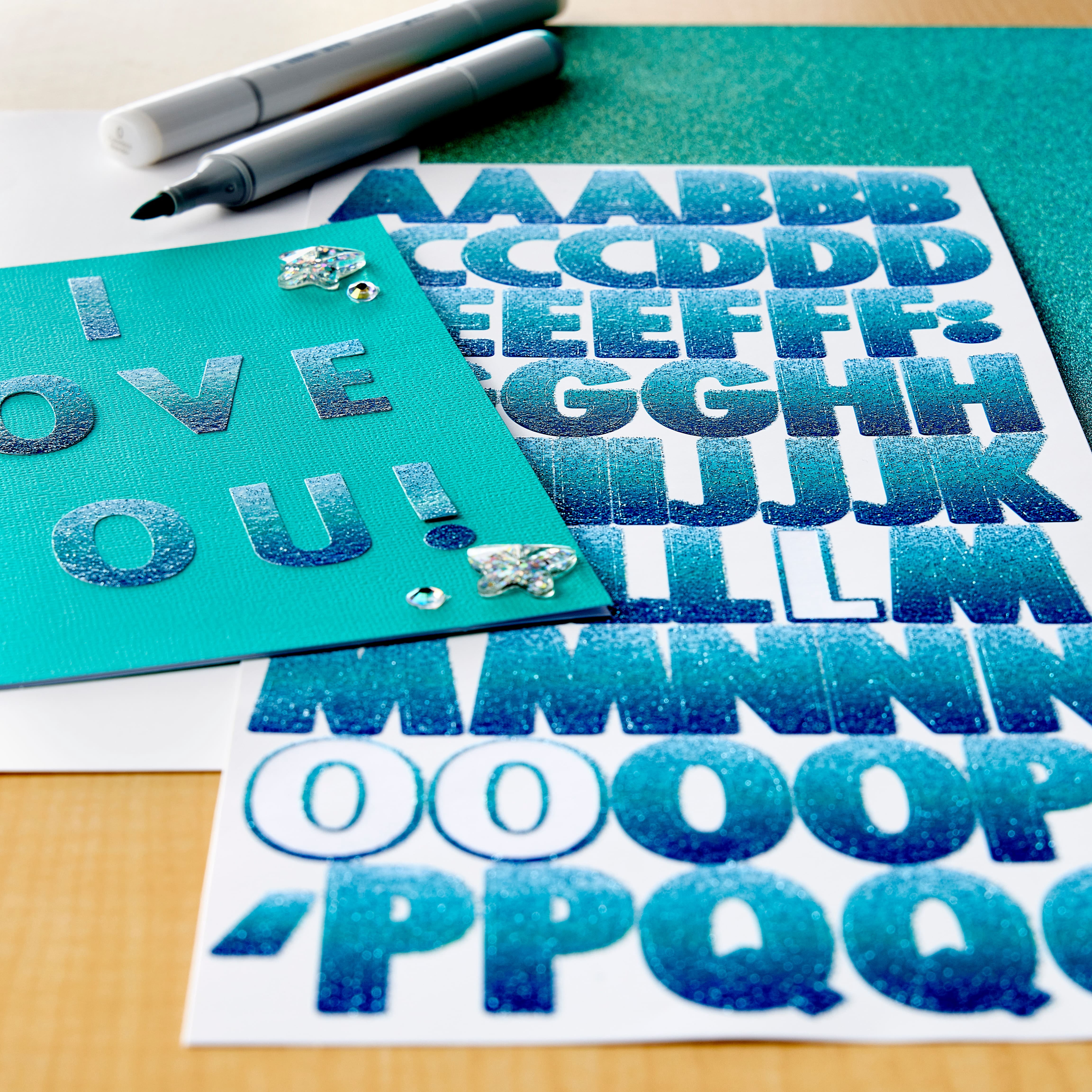 Recollections Blue Glitter Ombre Alphabet Stickers, 12 Pack