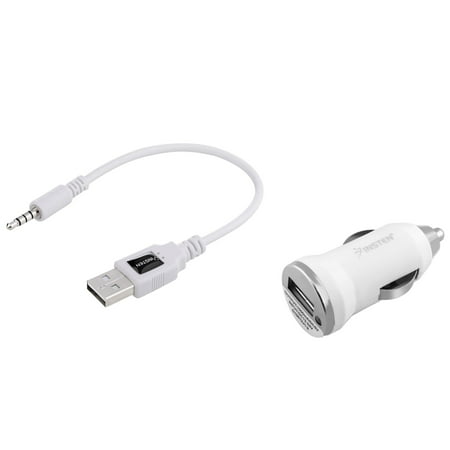 Insten Car Charger Adapter and Charging Cable Cord For Apple iPod shuffle 2nd Generation 2G Gen (Best Ipod For Car Use)