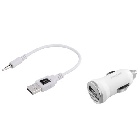 Apple Charger Car Insten Car Charger Adapter and Charging Cable Cord For Apple iPod shuffle 2nd Generation 2G Gen White ()