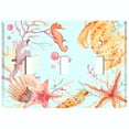 thumbnail image 2 of Metal Light Switch Wall Plate Outlet Cover (Ocean Star Fish Sea Shell Coral Reef Clam Blue - Triple Toggle), 2 of 2