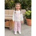 thumbnail image 4 of Cjfdfy Toddler Baby Girl Fall Outfit Pink Plaid Bow Embroidery Long Sleeve Tops Sweatshirt And Plaid Elastic Pants Cute Little Girl Fall Winter Outfit 6M-4Y, 4 of 9