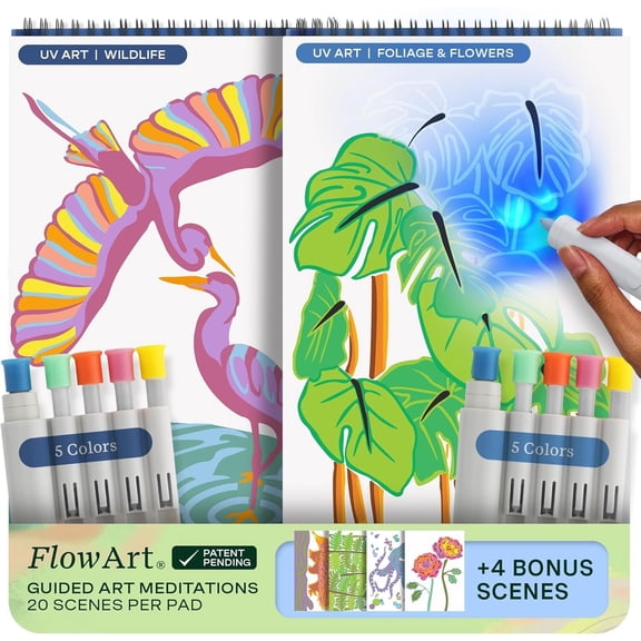 Lifelines FlowArt Activity Pad for Teens, Seniors & Adults, UV Art Coloring Books, 2 Pack
