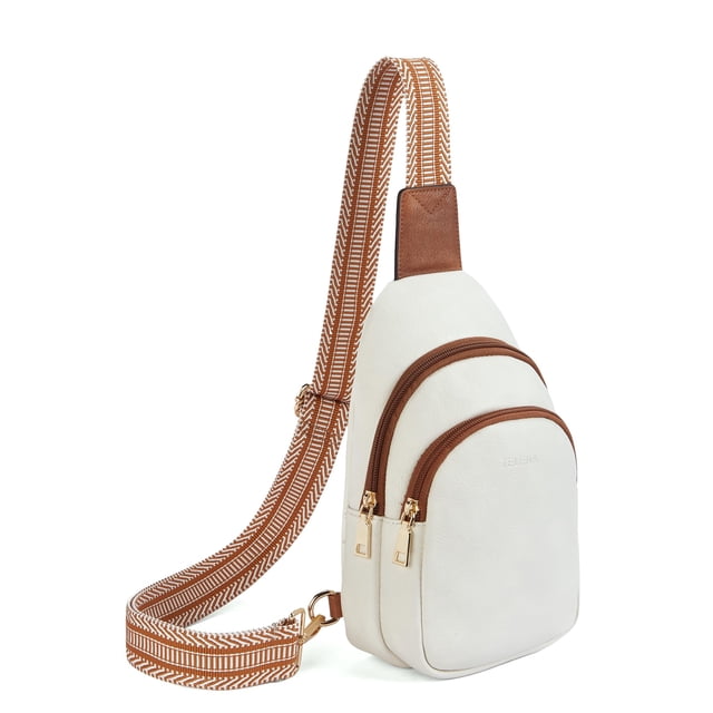 Bolso Bandolera Telena Riñonera de Cuero Beige Marrón