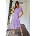 thumbnail image 4 of Vestido PRETTYGARDEN Maxi Cruzado con Cinturón y Escote en V Morado Talla L, 4 of 8