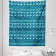 thumbnail image 1 of Stripes Tapestry, Hand Drawn Triangle Pattern with Doodle Style Wavy Geometric Illustration, Fabric Wall Hanging Decor for Bedroom Living Room Dorm, 5 Sizes, Blue and Pale Blue, by Ambesonne, 1 of 1