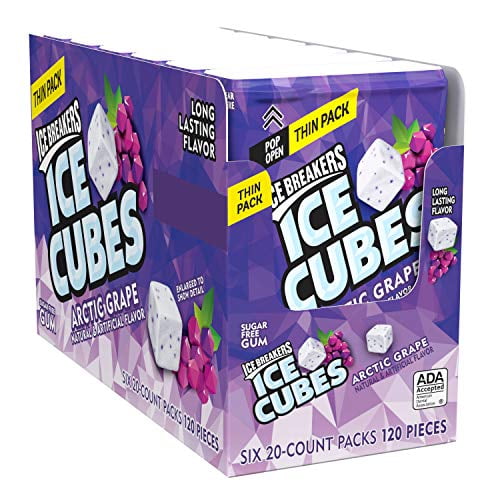 Ice Cubes Arctic Grape Sugar Free Chewing Gum, Made With Xylitol, 1.62 Oz., Thin Pack (6 Count)