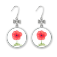 thumbnail image 1 of Red Flower Corn Art Watercolour Bow Earrings Drop Stud Pierced Hook, 1 of 3