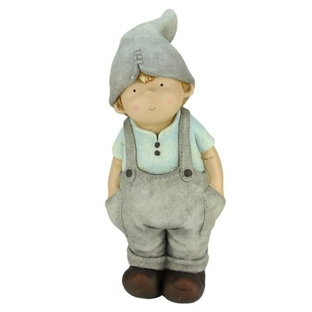 21" Young Boy Gnome with Hands in Pockets Spring Outdoor Patio Garden Statue