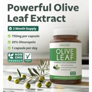 Healths Harmony Olive Leaf Extract Capsules with 20% Oleuropein, Antioxidants Supplement, 60 Count