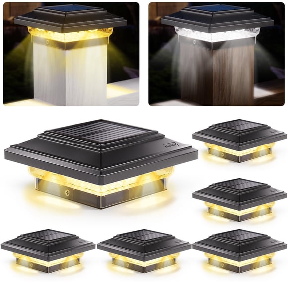 SIEDiNLAR 4x4 Solar Post Lights 50 Lumens 2 Modes, Post Caps Light Waterproof Outdoor for 4x4 Wooden Vinyl Posts, Deck Fence Gard